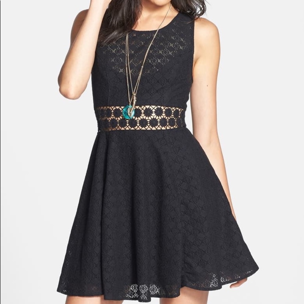 Free People Black Daisy Skater Dress